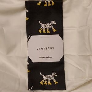 Geometry Kitchen Tea Towel - Dalmatian in Yellow Boots Design NWT